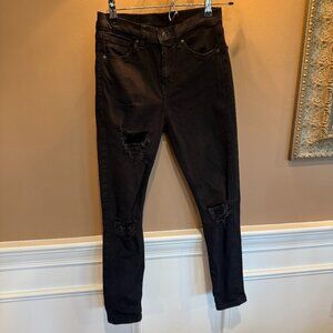 Topshop Black Distressed Skinny Jeans
